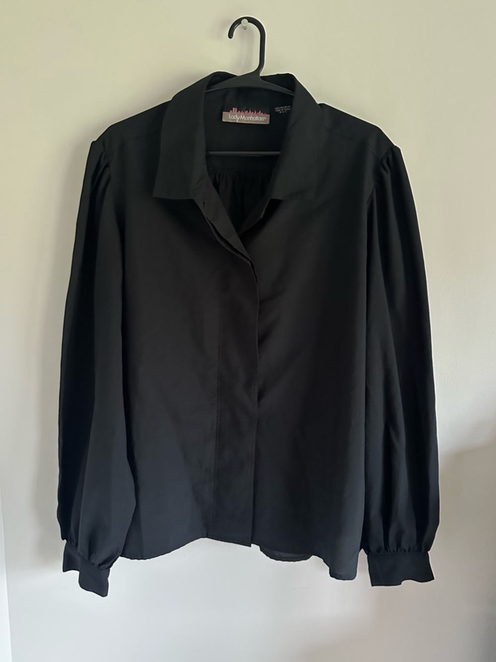 Black Button-Front Blouse
